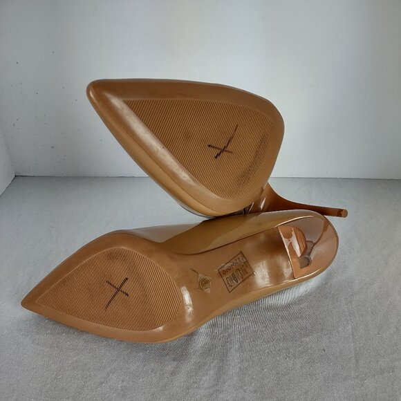 Azalea Wang Dark Nude Patent Leather Pointed Toe Stiletto Heels Size 10 4.75” - Picture 9 of 10